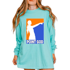Point God Cunningham Basketball Pointing Meme  Vintage Soft Long-Sleeve T-shirt Chalky Mint
