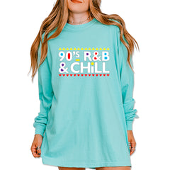 90s R&B and Chill Retro Throwback Vintage Soft Long-Sleeve T-shirt Chalky Mint