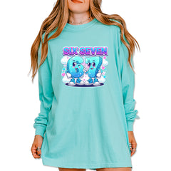 67 Six Seven Meme Kawaii Cloud Vintage Soft Long-Sleeve T-shirt Chalky Mint
