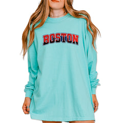 Boston City Pride Skyline Vintage Soft Long-Sleeve T-shirt Chalky Mint