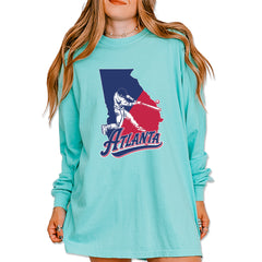 Atlanta Georgia Batter Up Vintage Soft Long-Sleeve T-shirt Chalky Mint