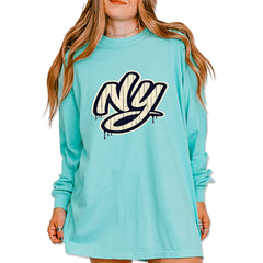 NYC New York City Grunge Street Vintage Soft Long-Sleeve T-shirt Chalky Mint