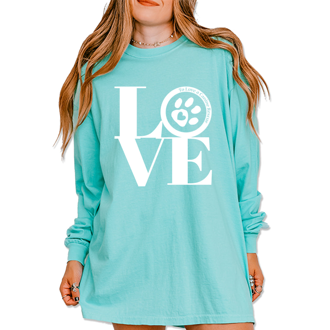 TLC LOVE Dog Rescue Vintage Soft Long-Sleeve T-shirt Chalky Mint