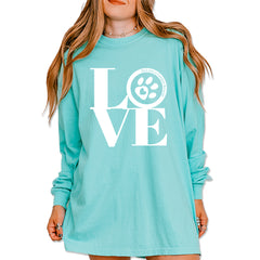 TLC LOVE Dog Rescue Vintage Soft Long-Sleeve T-shirt Chalky Mint