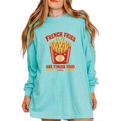 French Fries Are Finger Food IYKYK Vintage Soft Long-Sleeve T-shirt Chalky Mint