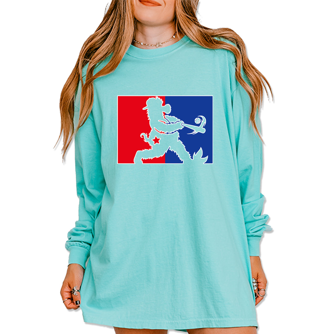 Batter Up Philly Baseball Phan Vintage Soft Long-Sleeve T-shirt Chalky Mint