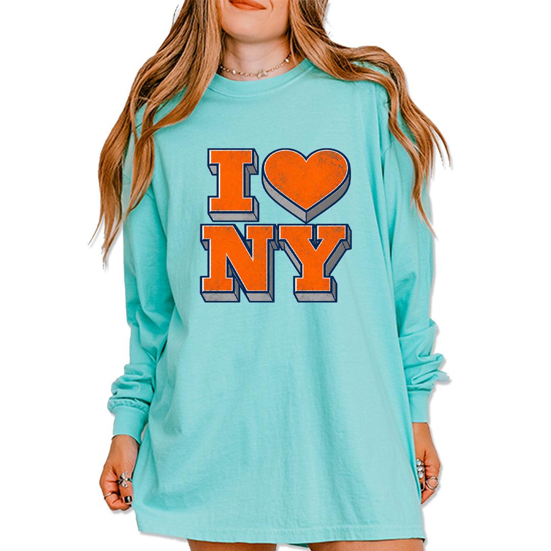 New York City Pride Heart Vintage Soft Long-Sleeve T-shirt Chalky Mint