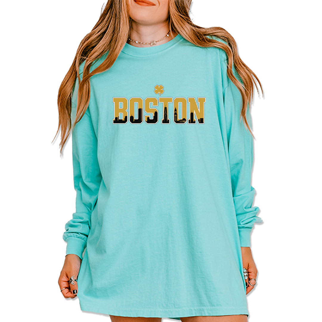 Boston City Pride Irish Vintage Soft Long-Sleeve T-shirt Chalky Mint