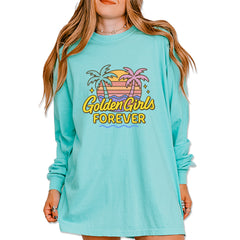 Golden Girls Forever Retro Sunset Vintage Soft Long-Sleeve T-shirt Chalky Mint