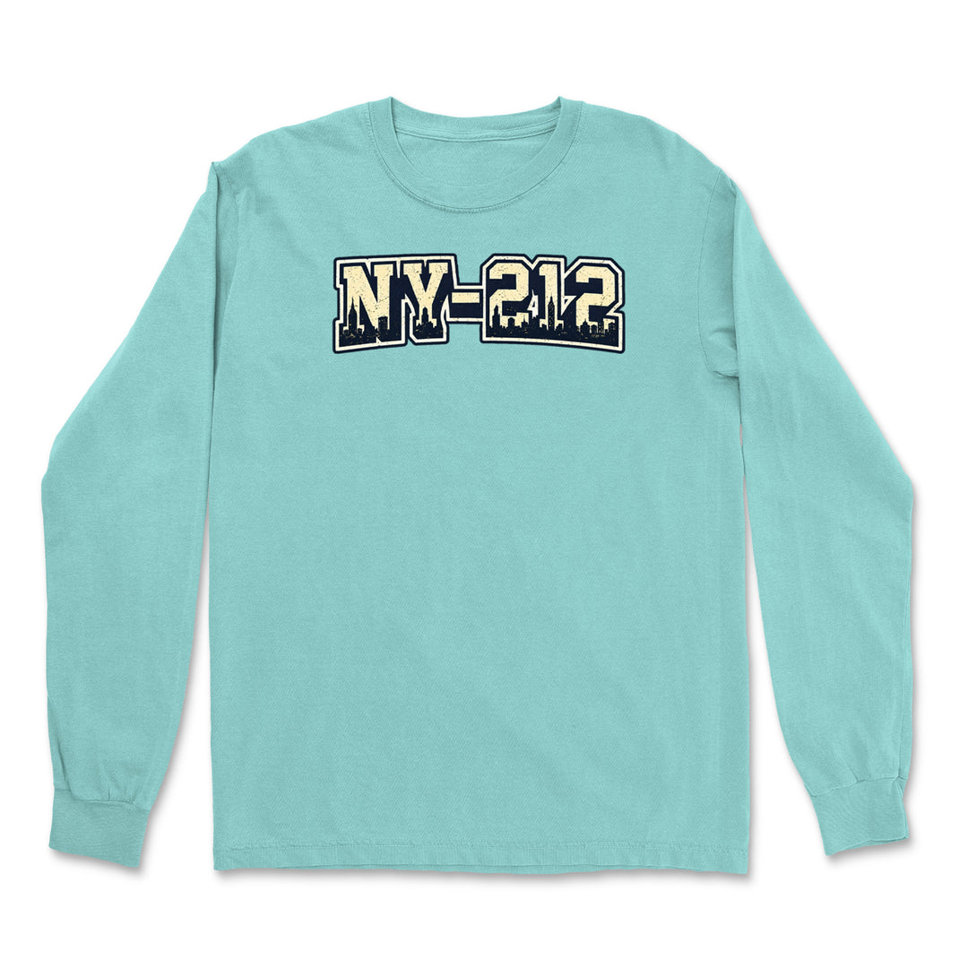 New York City 212 Area Code Skyline  Vintage Soft Long-Sleeve T-shirt 
