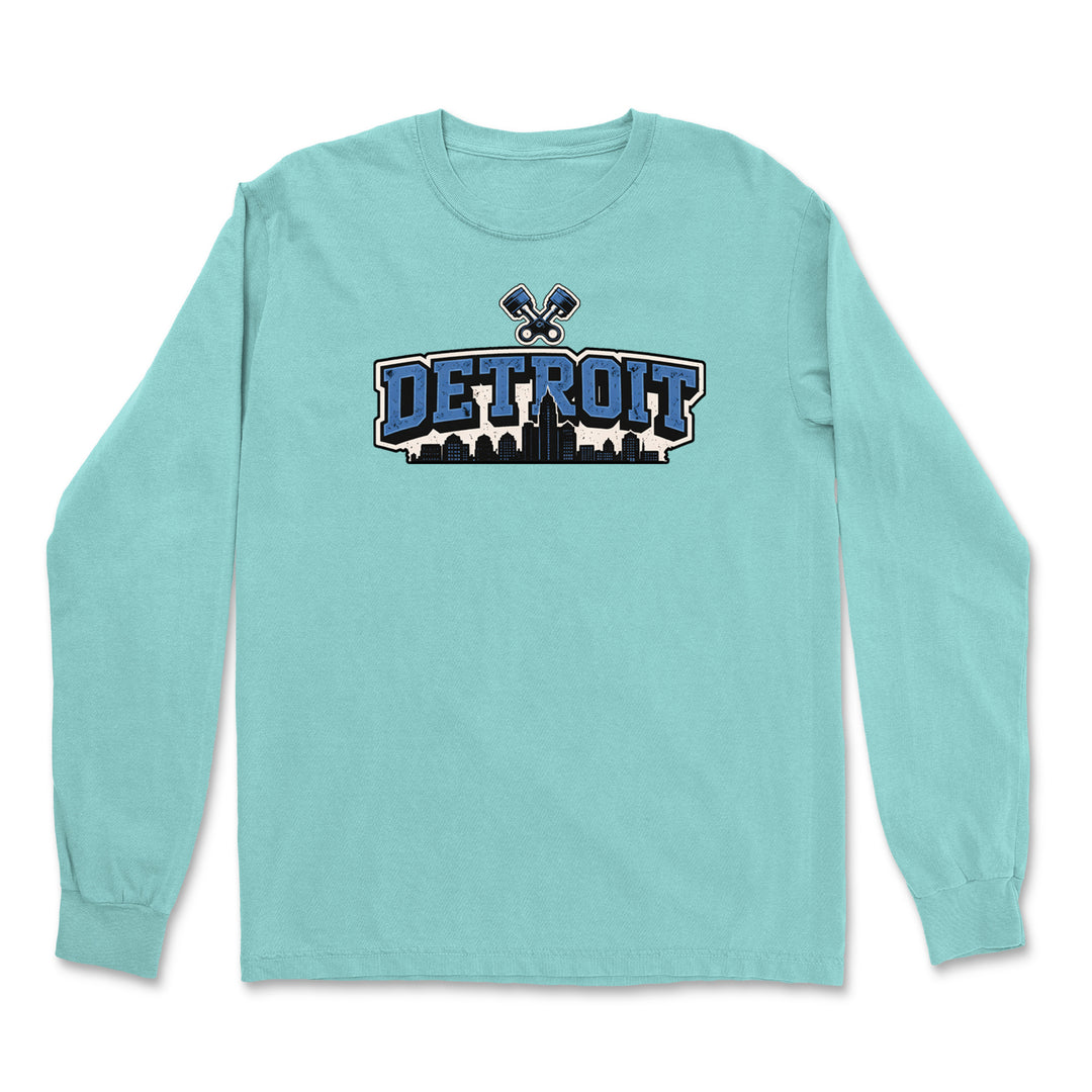 Detroit Motor City Retro Piston Vintage Soft Long-Sleeve T-shirt 