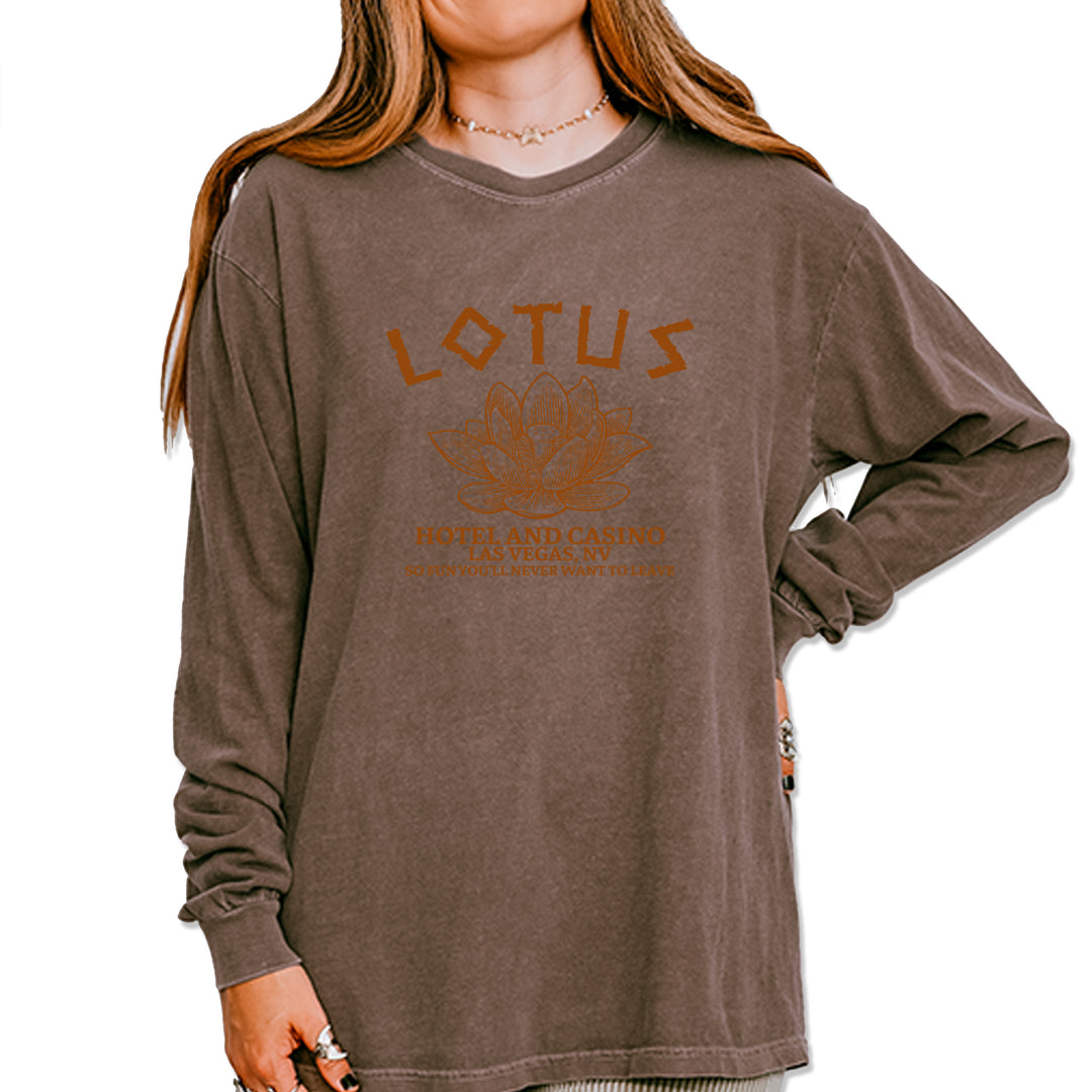 Lotus Hotel and Casino Vintage Soft Long-Sleeve T-shirt Espresso