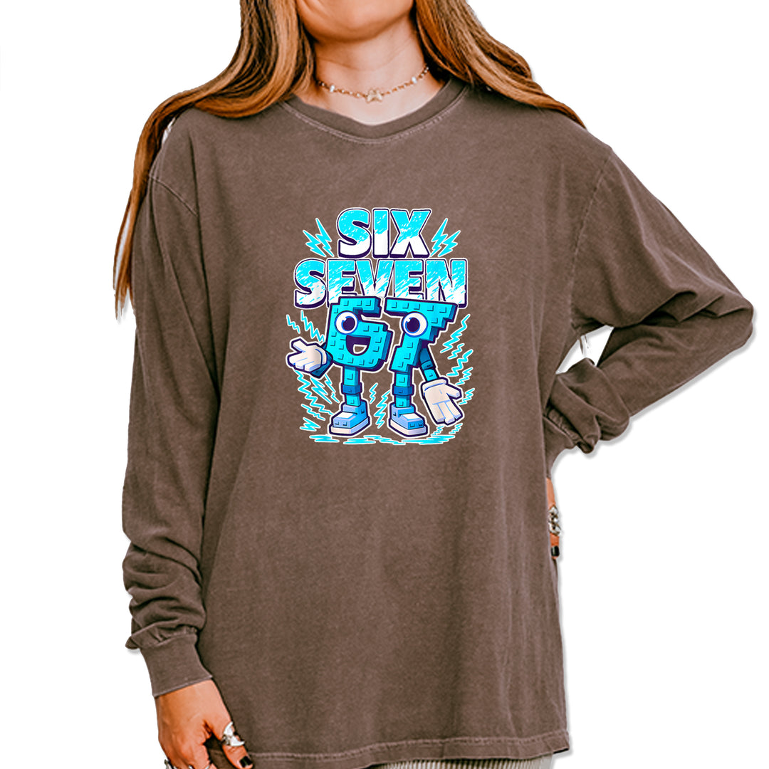 67 Brainrot Meme Slang Vintage Soft Long-Sleeve T-shirt Espresso