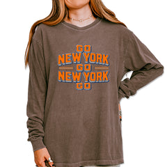 Go New York Go Basketball Vintage Soft Long-Sleeve T-shirt Espresso