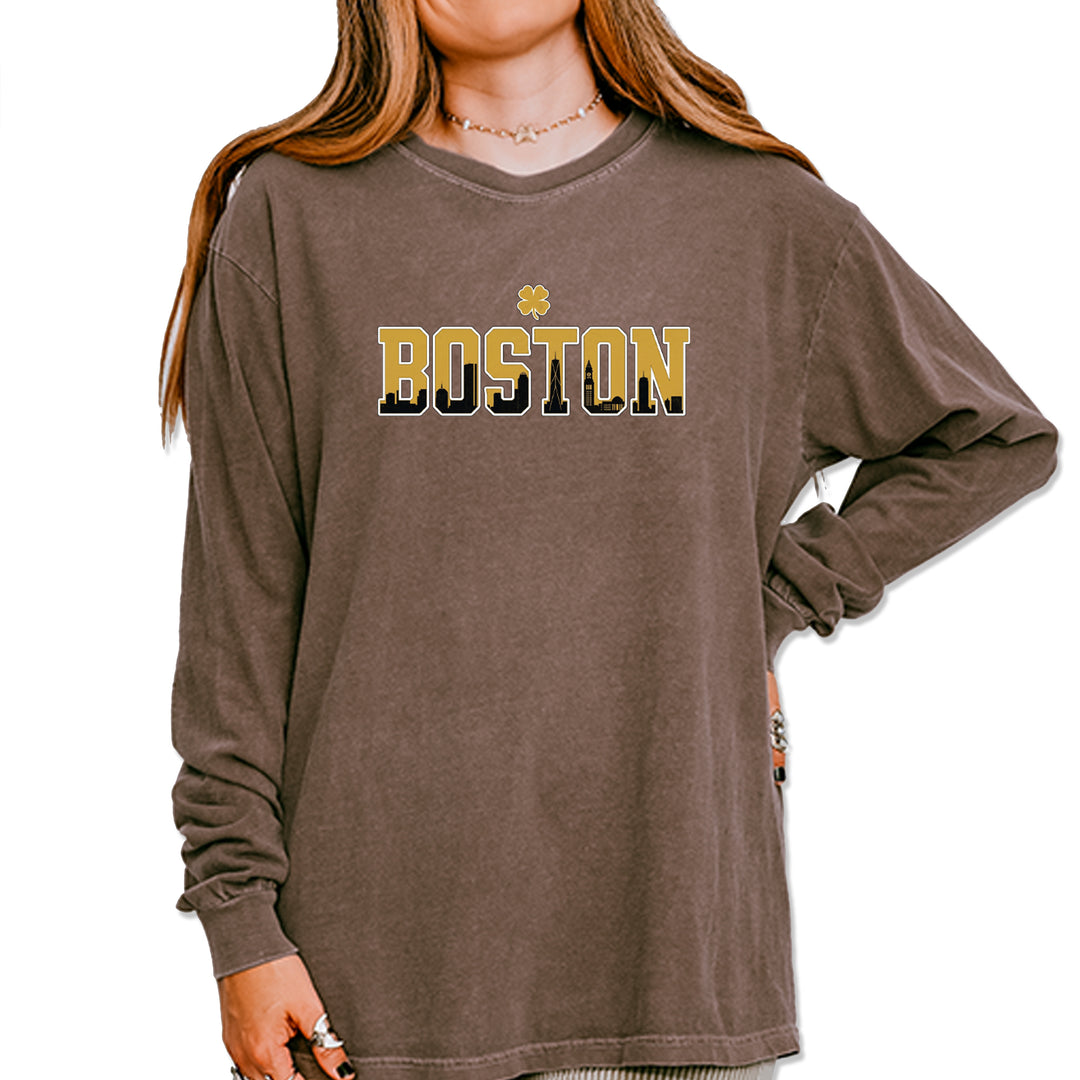 Boston City Pride Irish Vintage Soft Long-Sleeve T-shirt Espresso