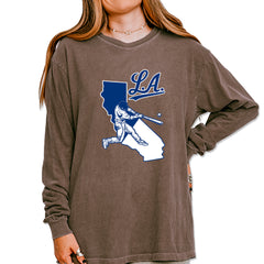 Los Angeles Baseball Batter Up Vintage Soft Long-Sleeve T-shirt Espresso