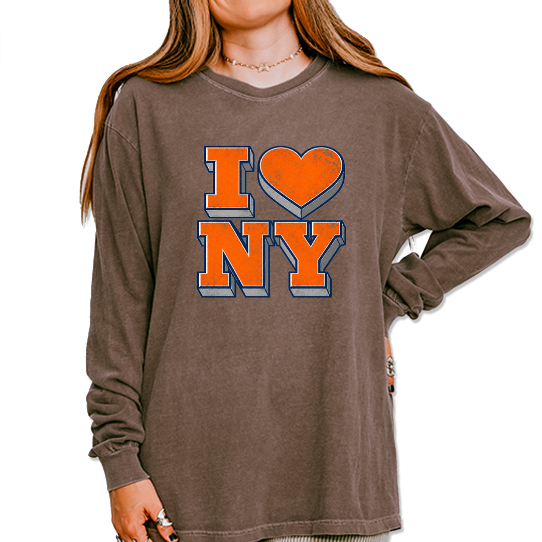 New York City Pride Heart Vintage Soft Long-Sleeve T-shirt Espresso