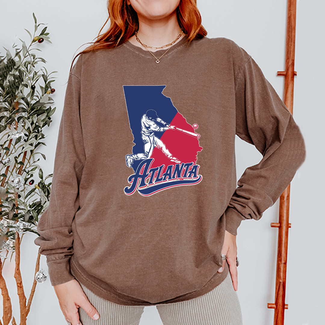 Atlanta Georgia Batter Up Vintage Soft Long-Sleeve T-shirt 