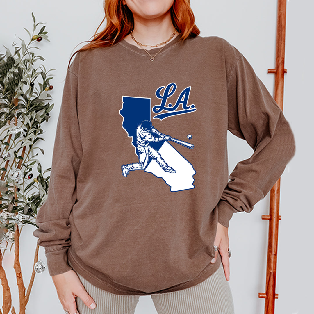 Los Angeles Baseball Batter Up Vintage Soft Long-Sleeve T-shirt 