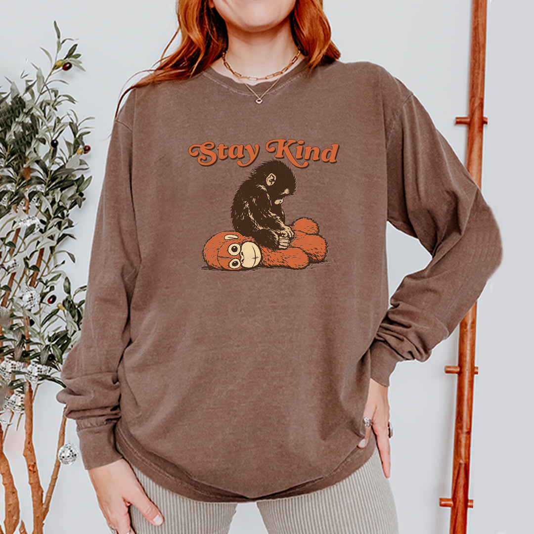 Punch Stay Kind Macaque Vintage Soft Long-Sleeve T-shirt 