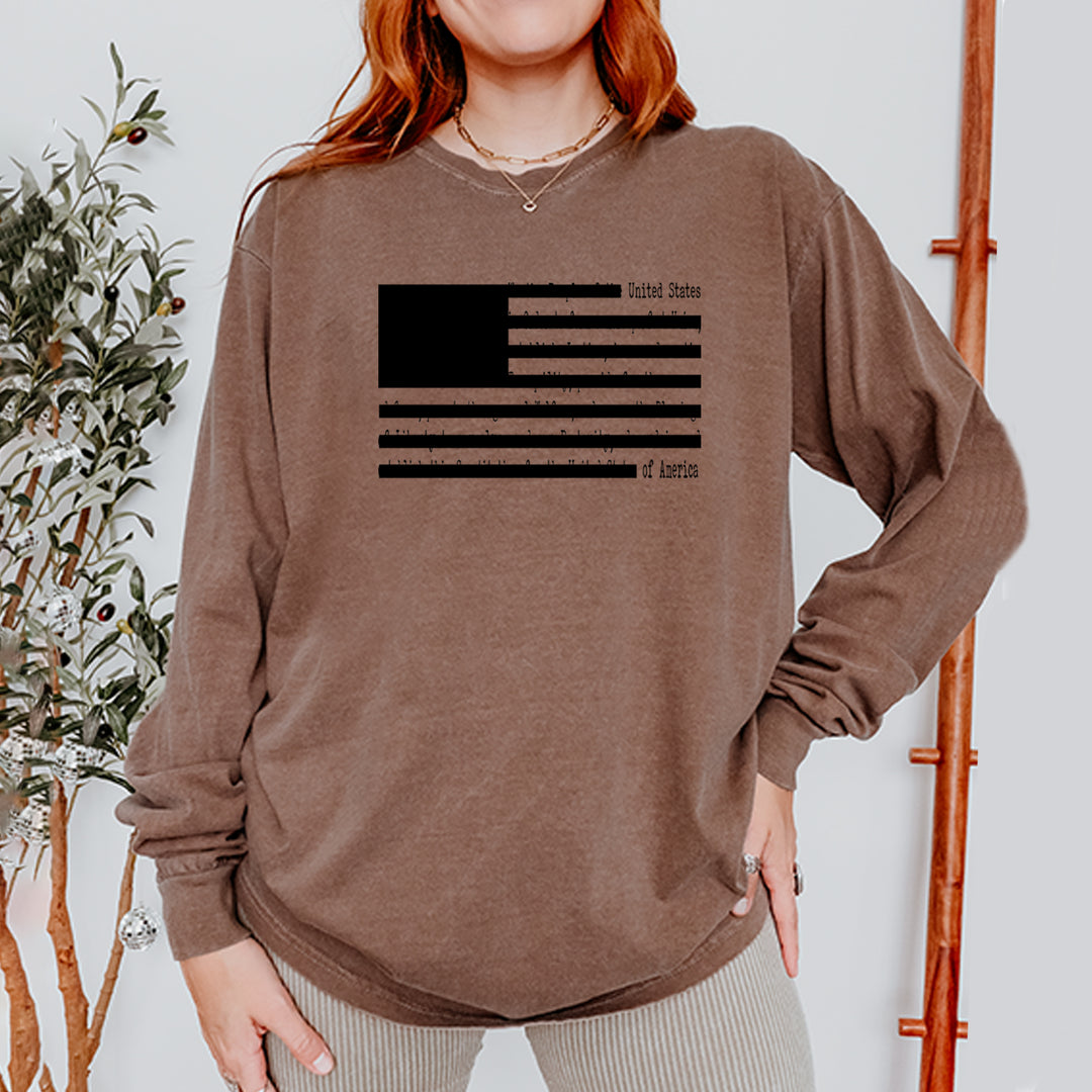Redacted American Flag Vintage Soft Long-Sleeve T-shirt 