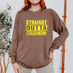 Straight Outta Steeler Nation Football  Vintage Soft Long-Sleeve T-shirt 