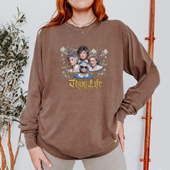 Golden Chain Thug Life Girls Vintage Soft Long-Sleeve T-shirt 