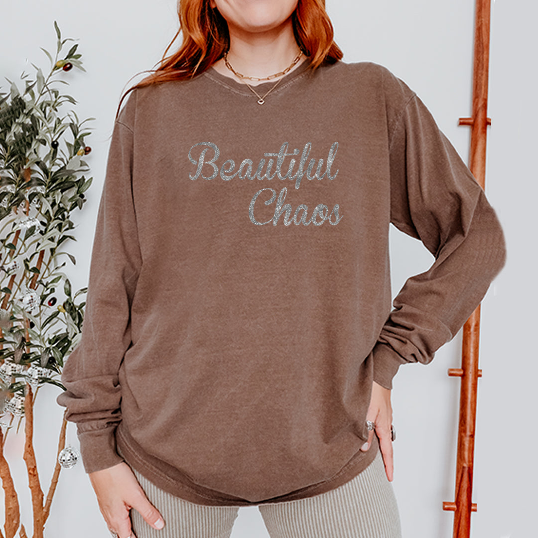 Beautiful Chaos Glitter Music Festival Vintage Soft Long-Sleeve T-shirt 