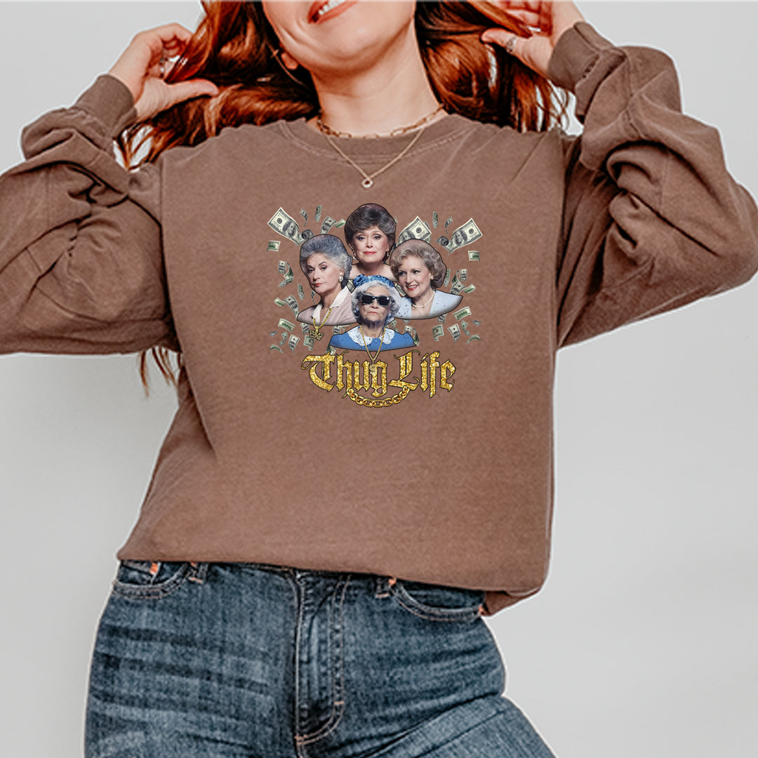 Golden Chain Thug Life Girls Vintage Soft Long-Sleeve T-shirt 