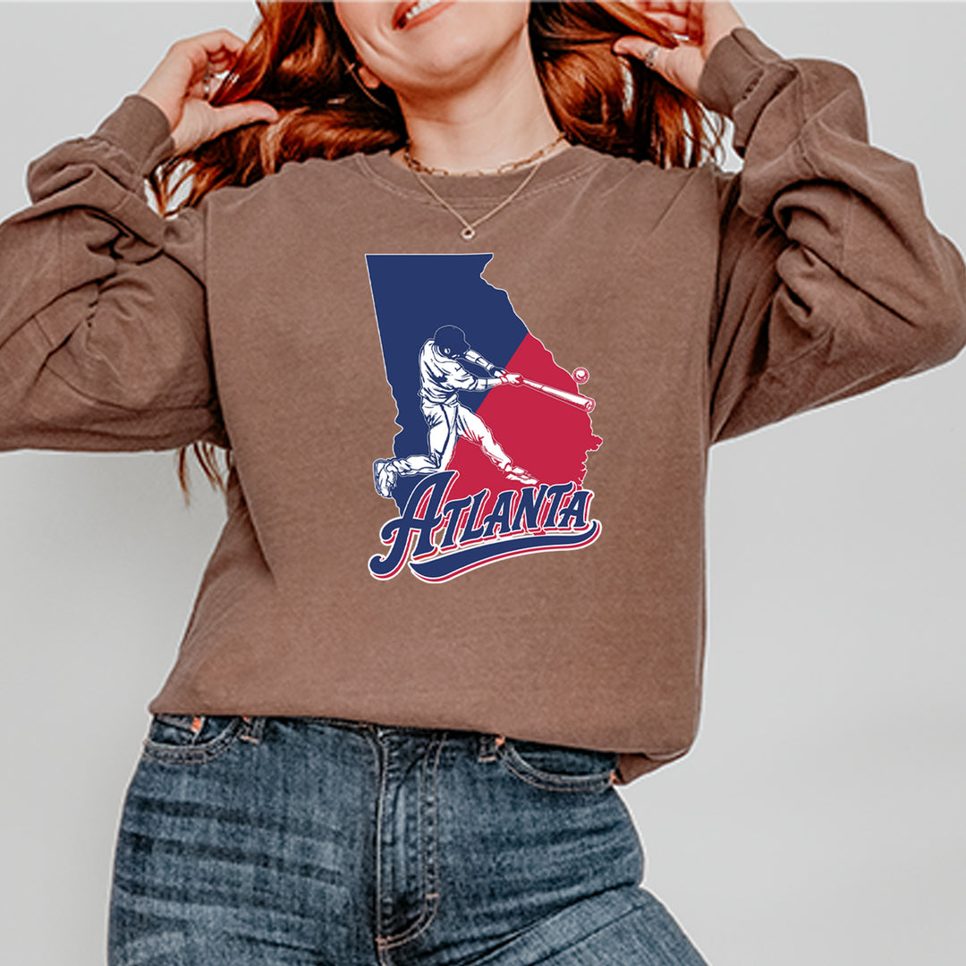 Atlanta Georgia Batter Up Vintage Soft Long-Sleeve T-shirt 