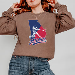 Atlanta Georgia Batter Up Vintage Soft Long-Sleeve T-shirt 