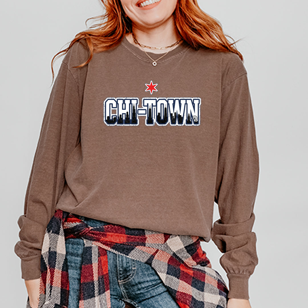 Chicago Chi-Town City Pride Vintage Soft Long-Sleeve T-shirt 