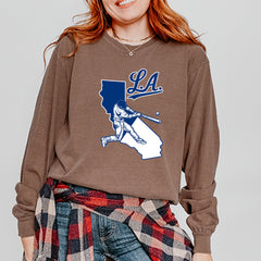 Los Angeles Baseball Batter Up Vintage Soft Long-Sleeve T-shirt 