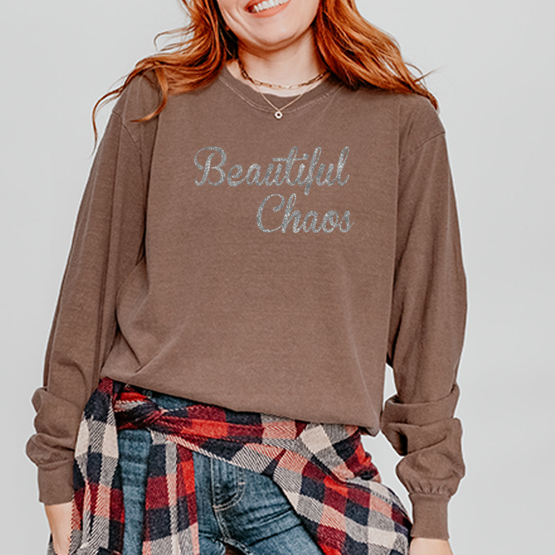 Beautiful Chaos Glitter Music Festival Vintage Soft Long-Sleeve T-shirt 