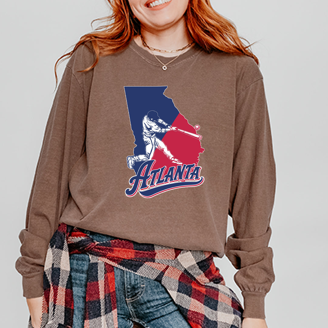 Atlanta Georgia Batter Up Vintage Soft Long-Sleeve T-shirt 