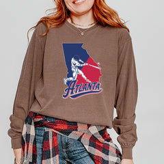 Atlanta Georgia Batter Up Vintage Soft Long-Sleeve T-shirt 