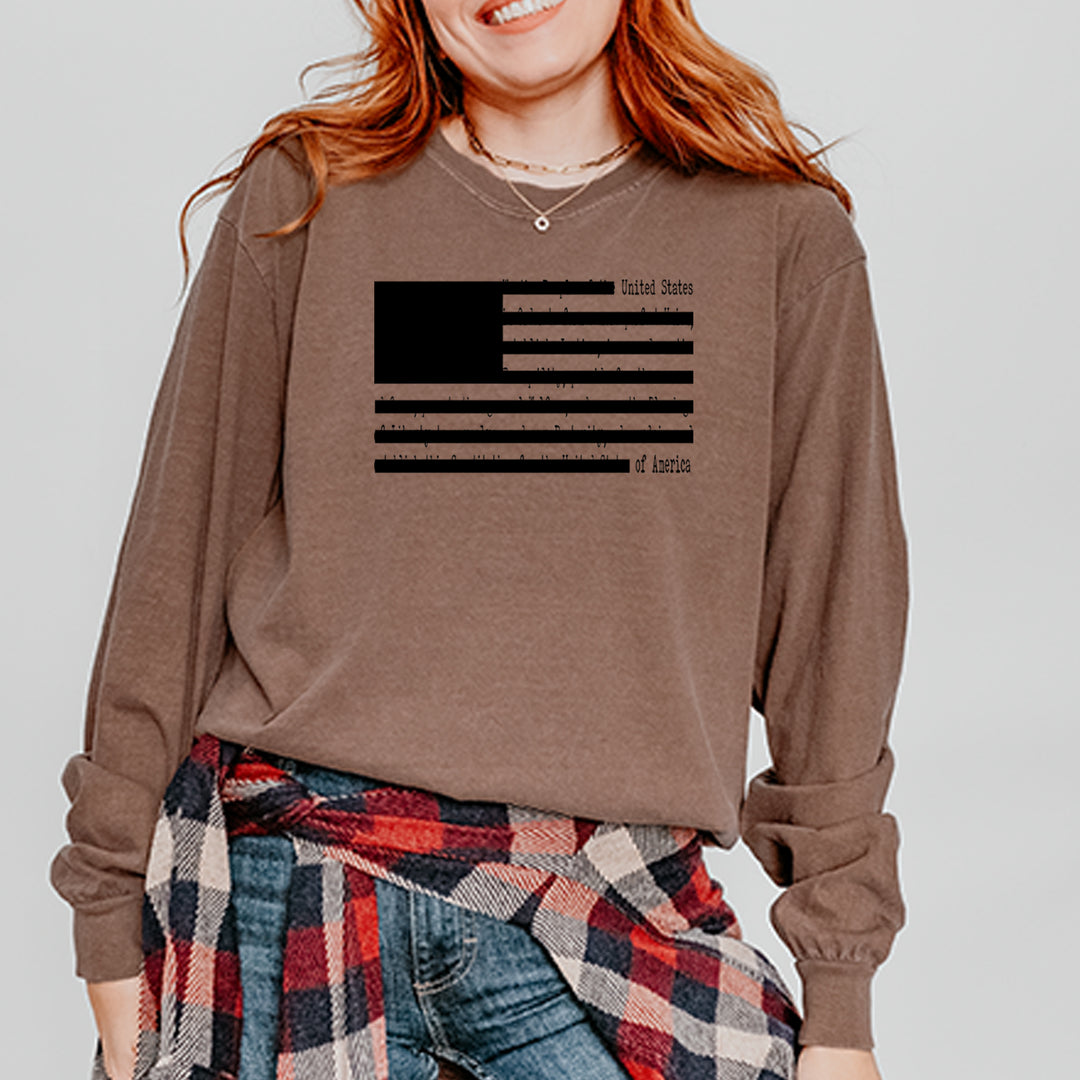 Redacted American Flag Vintage Soft Long-Sleeve T-shirt 