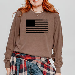 Redacted American Flag Vintage Soft Long-Sleeve T-shirt 