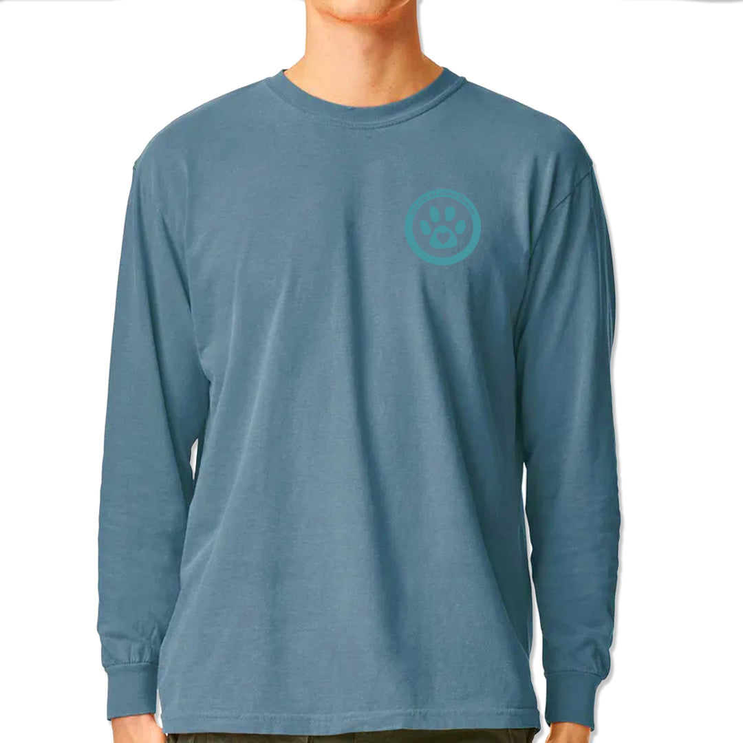 TLC To Love a Canine Dog Rescue Teal Vintage Soft Long-Sleeve T-shirt Ice Blue