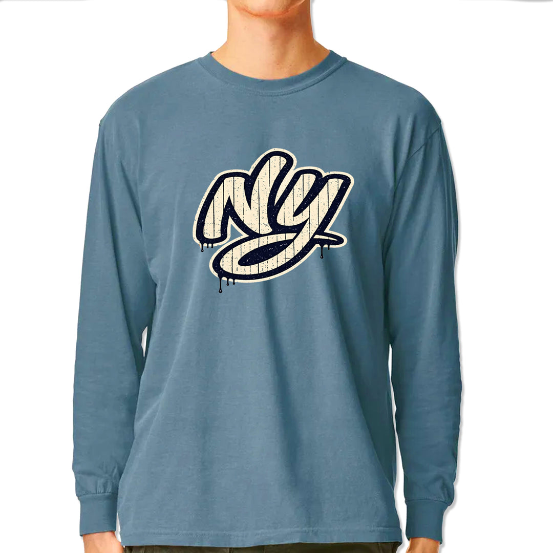 NYC New York City Grunge Street Vintage Soft Long-Sleeve T-shirt Ice Blue