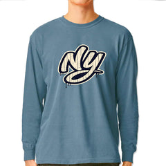 NYC New York City Grunge Street Vintage Soft Long-Sleeve T-shirt Ice Blue