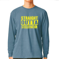 Straight Outta Steeler Nation Football  Vintage Soft Long-Sleeve T-shirt Ice Blue