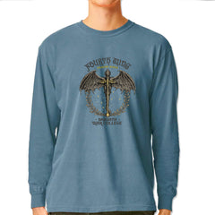 Fourth Wing Dragon Rider Vintage Basgiath War College Vintage Soft Long-Sleeve T-shirt Ice Blue