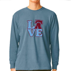 Love Philly Liberty Bell Vintage Soft Long-Sleeve T-shirt Ice Blue