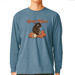 Punch Stay Kind Macaque Vintage Soft Long-Sleeve T-shirt Ice Blue