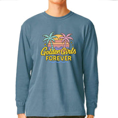 Golden Girls Forever Retro Sunset Vintage Soft Long-Sleeve T-shirt Ice Blue