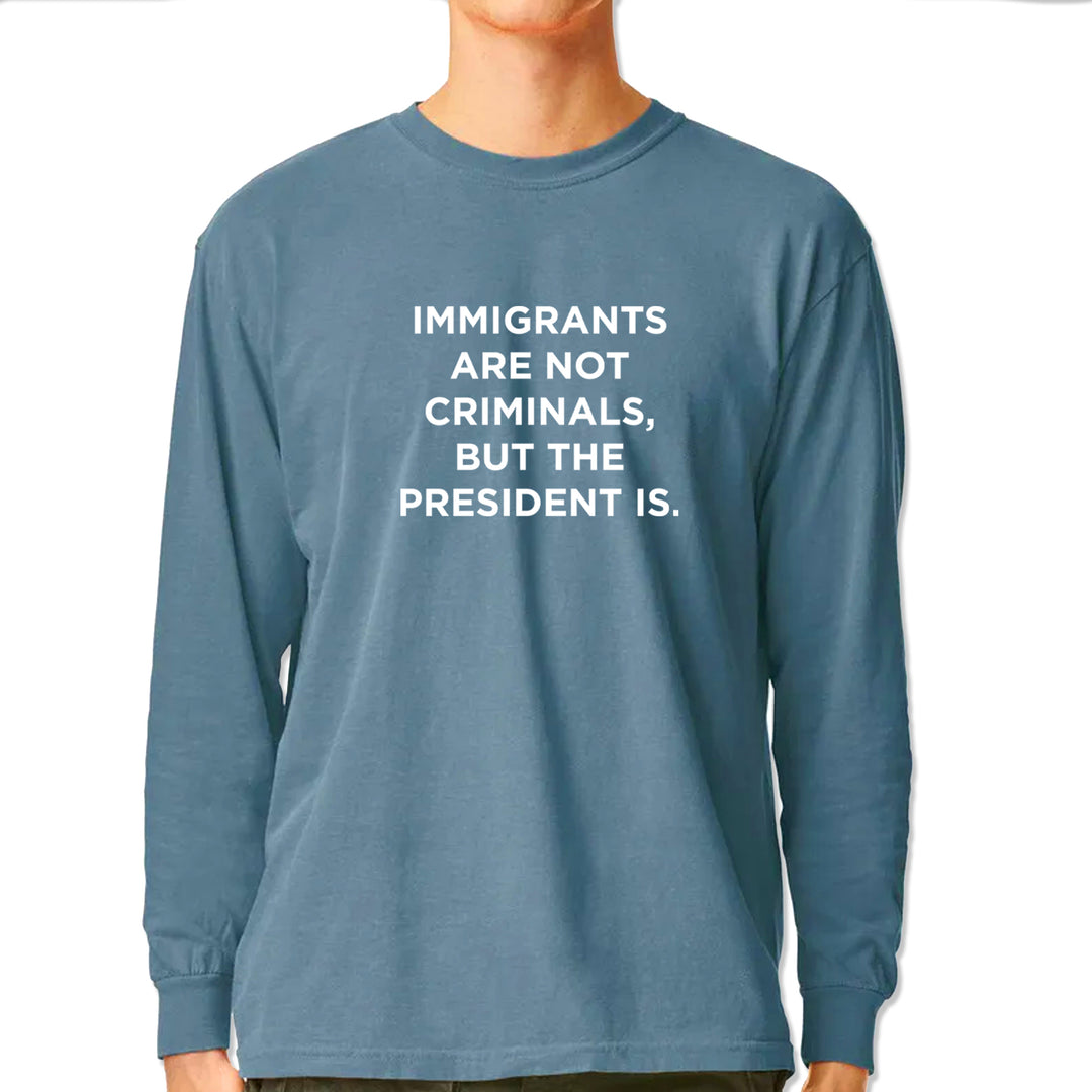Immigrants Are Not Criminals Vintage Soft Long-Sleeve T-shirt Ice Blue