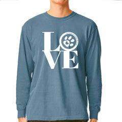 TLC LOVE Dog Rescue Vintage Soft Long-Sleeve T-shirt Ice Blue