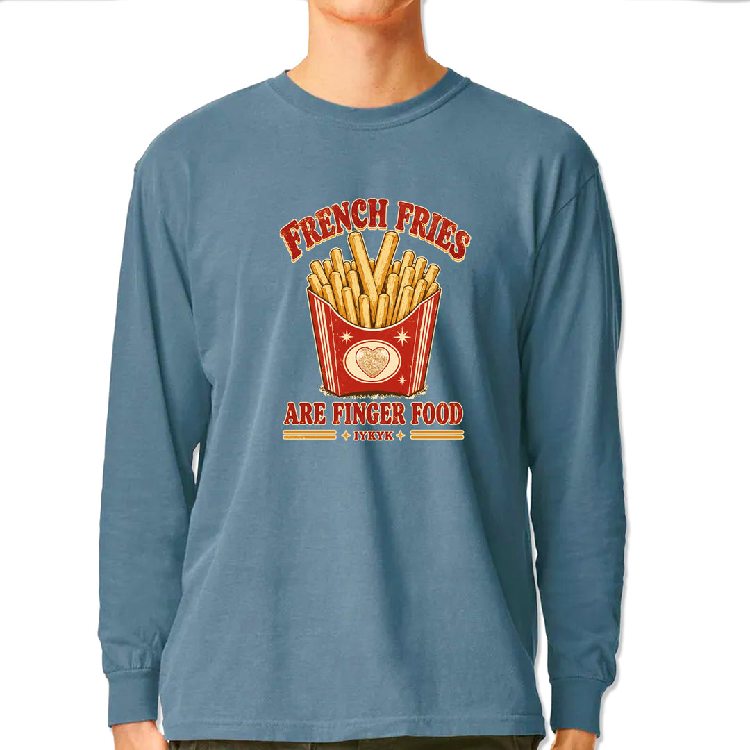 French Fries Are Finger Food IYKYK Vintage Soft Long-Sleeve T-shirt Ice Blue