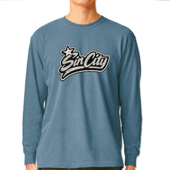Sin City Vegas Retro Vintage Vintage Soft Long-Sleeve T-shirt Ice Blue